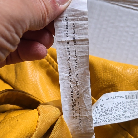 Zara Basic Outerware Women's Yellow Mustard Faux Leather Motorcyc Jacket Size XS - Picture 13 of 15